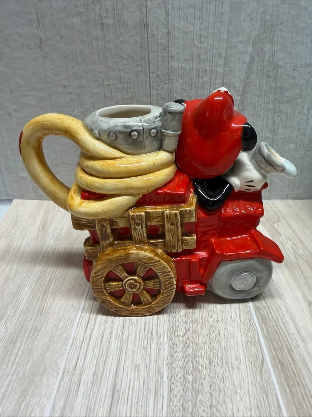 Vintage Enesco Disney Mickey's Fire Brigade Ceramic Teapot / pitcher Fire truck